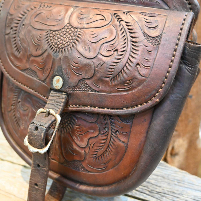 Beautiful Vintage Floral Tooled Saddle Bags Collectibles Misc