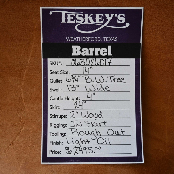 14" TESKEY'S BARREL SADDLE