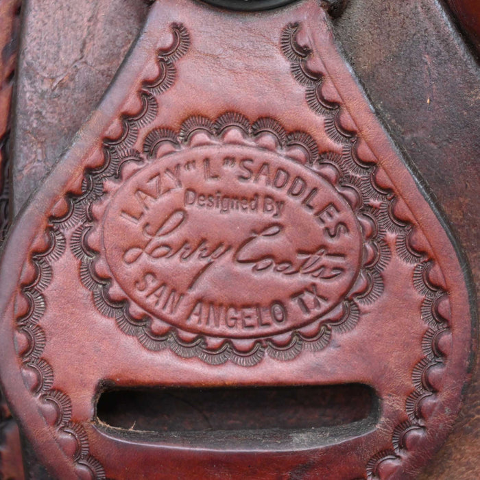 14" USED LAZY "L" BY LARRY COATS TEAM ROPING SADDLE