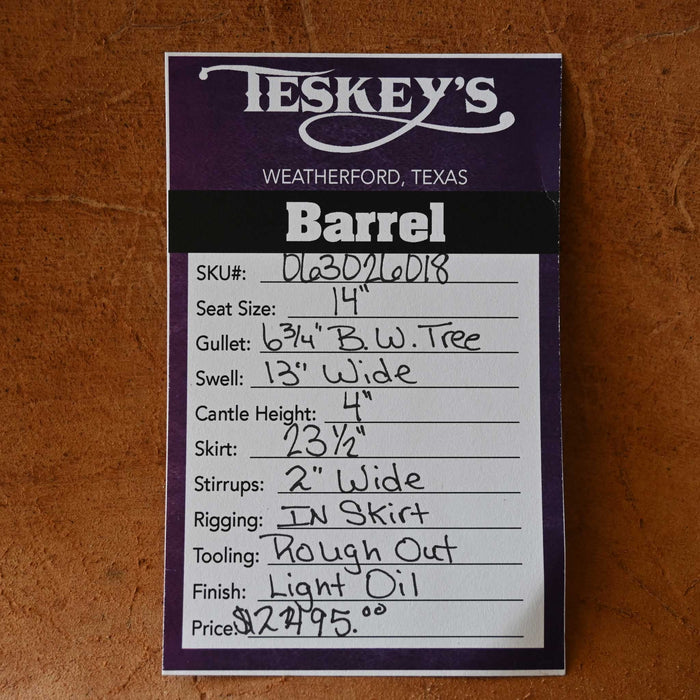14" TESKEY'S BARREL SADDLE