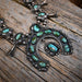 1960's Sterling Silver Turquoise Stones Squash Blossom Florets Necklace Collectibles MISC