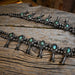 1960's Sterling Silver Turquoise Stones Squash Blossom Florets Necklace Collectibles MISC