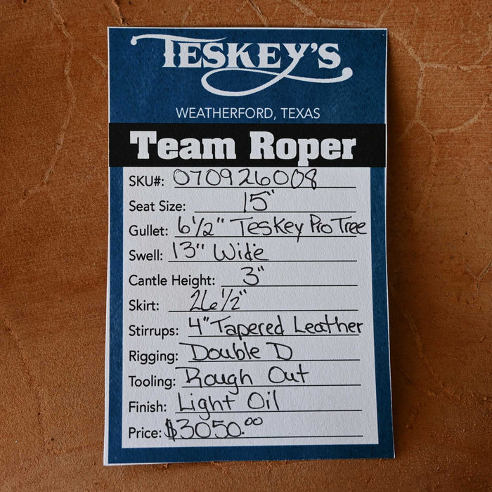 15" TESKEY'S TEAM ROPING SADDLE