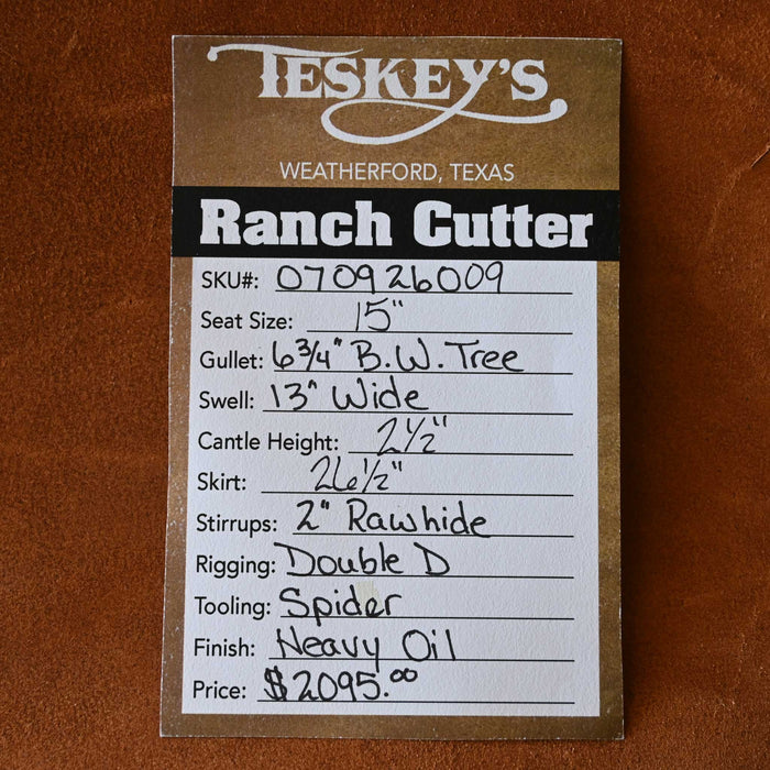 15" TESKEY'S RANCH CUTTER SADDLE
