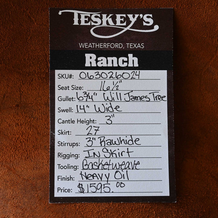 16.5" TESKEY'S STRIP DOWN RANCH SADDLE