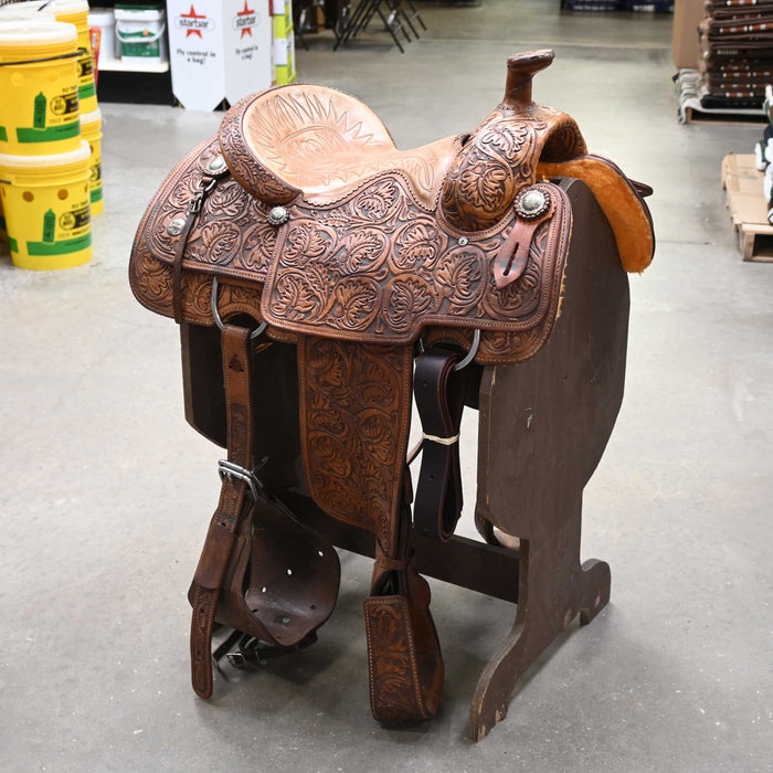 15" USED OTT RANCH TEAM ROPING SADDLE