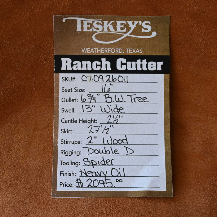16" TESKEY'S RANCH CUTTER SADDLE