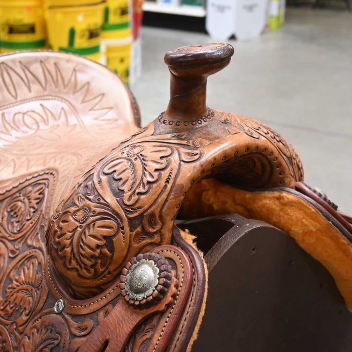 15" USED OTT RANCH TEAM ROPING SADDLE