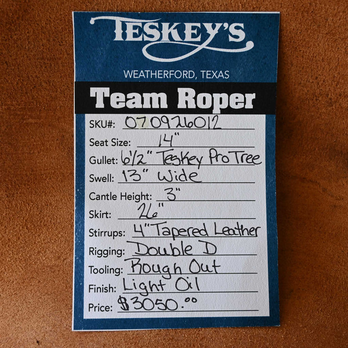 14" TESKEY'S TEAM ROPING SADDLE
