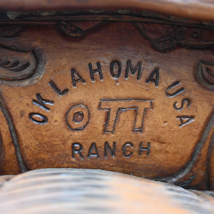 15" USED OTT RANCH TEAM ROPING SADDLE