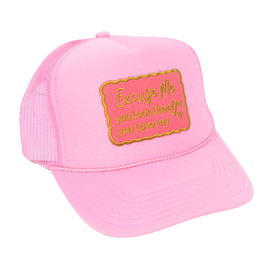 Excuse Me Love Me Trucker Hat - Pink WOMEN - Accessories - Caps, Hats & Fedoras Fashion City