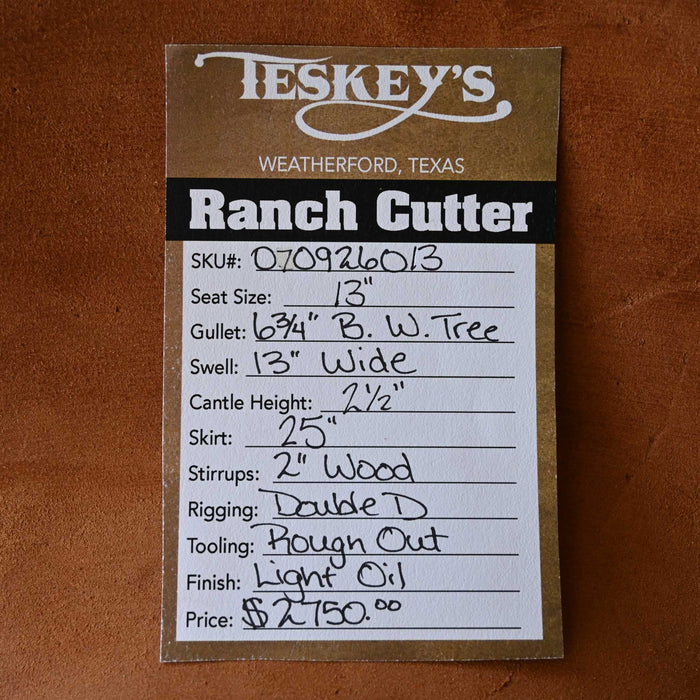 13" TESKEY'S PRO CUTTER RANCH CUTTER SADDLE