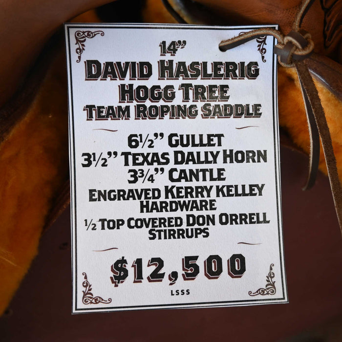14" DAVID HASLERIG HOGG TREE TEAM ROPING SADDLE