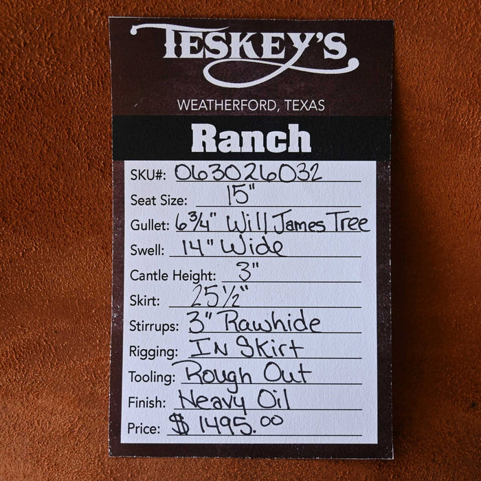 15" TESKEY'S STRIP DOWN RANCH SADDLE