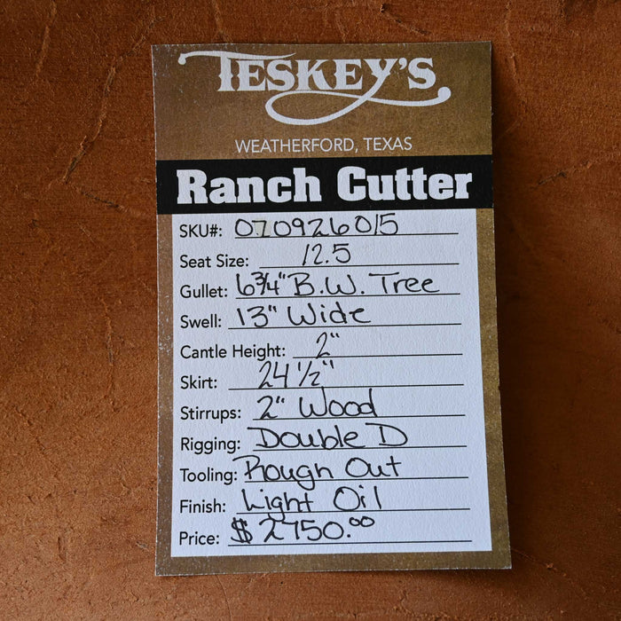 12.5" TESKEY'S PRO CUTTER RANCH CUTTER SADDLE