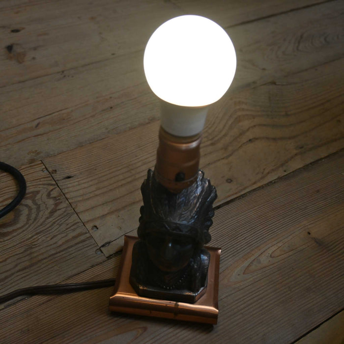 Vintage Copper Indian Cheif Lamp