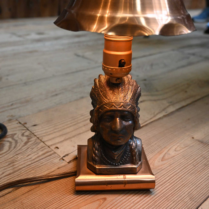 Vintage Copper Indian Cheif Lamp