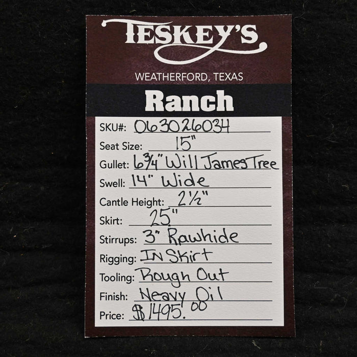 15" TESKEY'S STRIP DOWN RANCH SADDLE