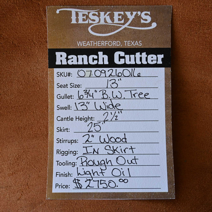 13" TESKEY'S PRO CUTTER RANCH CUTTER SADDLE