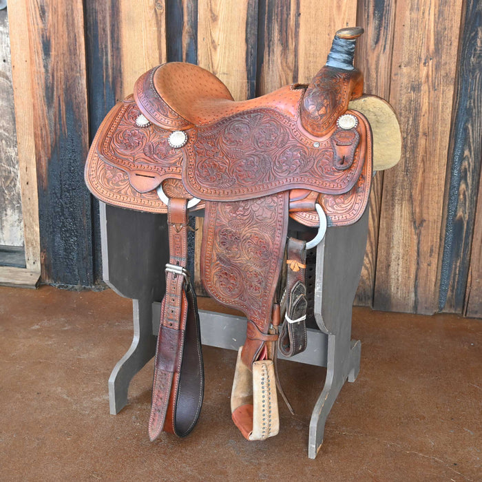15.5" USED TESKEY'S TEAM ROPING SADDLE
