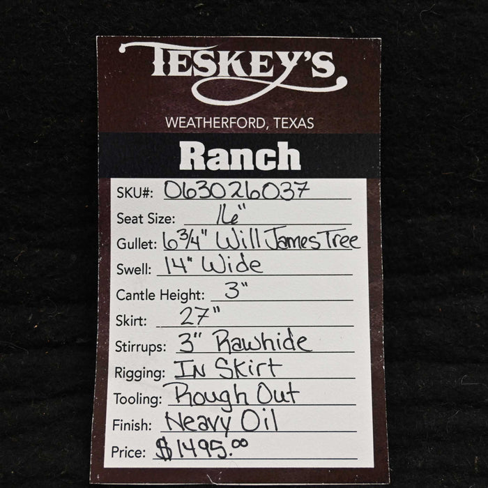16" TESKEY'S STRIP DOWN RANCH SADDLE