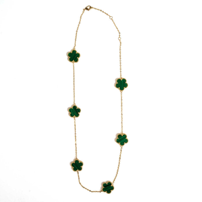 Adeline Multi Clover Green Malachite Necklace WOMEN - Accessories - Jewelry - Necklaces Sahira Jewelry Design