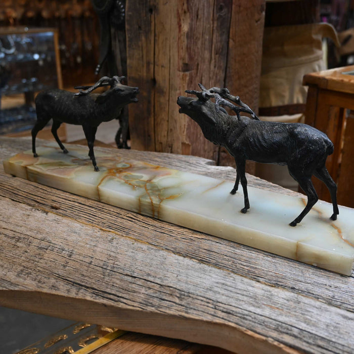 Very Unique! 1930's Adirondock 2 Screaming Elks W/Onyx Base