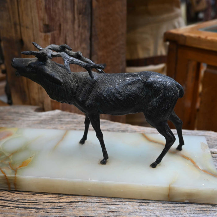 Very Unique! 1930's Adirondock 2 Screaming Elks W/Onyx Base