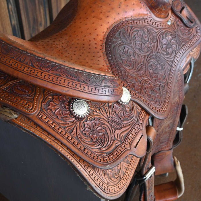 15.5" USED TESKEY'S TEAM ROPING SADDLE