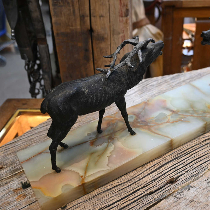 Very Unique! 1930's Adirondock 2 Screaming Elks W/Onyx Base