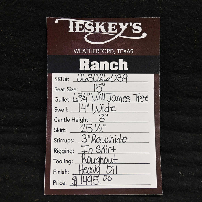 15" TESKEY'S STRIP DOWN RANCH SADDLE