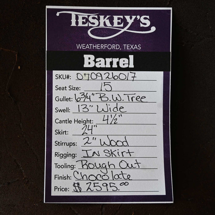 15" TESKEY'S BARREL SADDLE