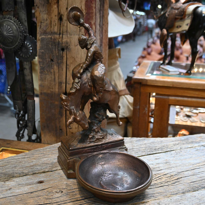 Vintage Paul Herzel Bronz Clad Cowboy use a coin Tray or Catch all dish