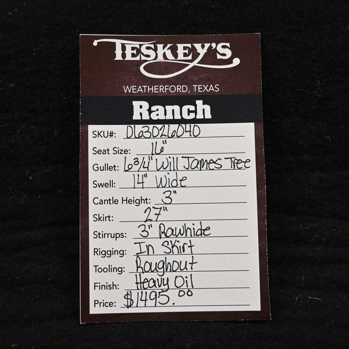 16" TESKEY'S STRIP DOWN RANCH SADDLE