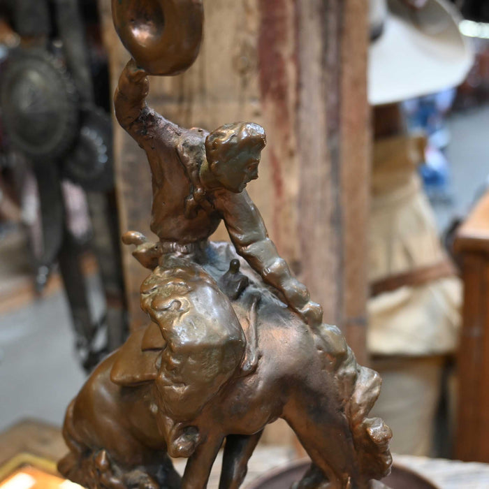 Vintage Paul Herzel Bronz Clad Cowboy use a coin Tray or Catch all dish