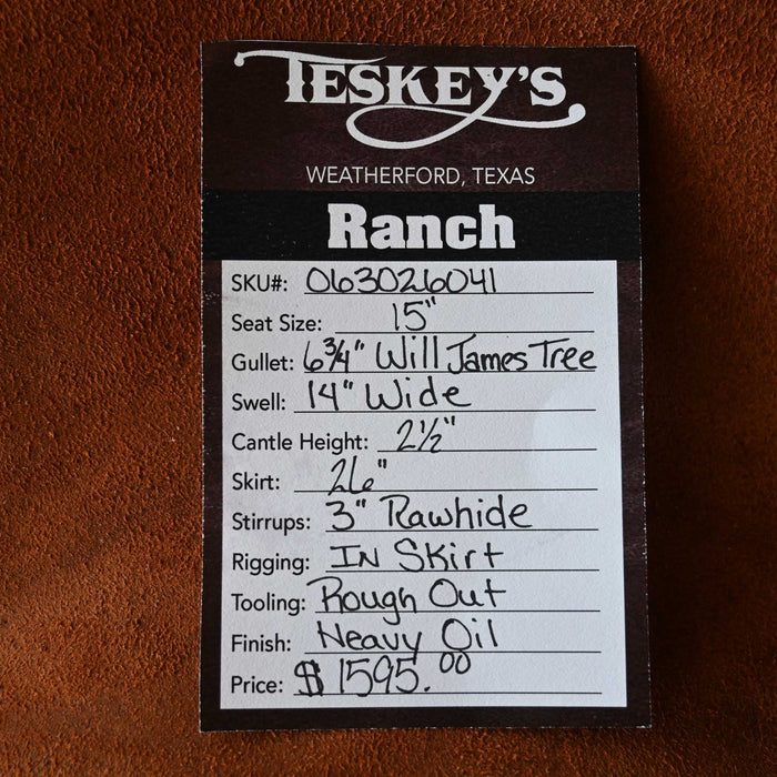 15" TESKEY'S STRIP DOWN RANCH SADDLE