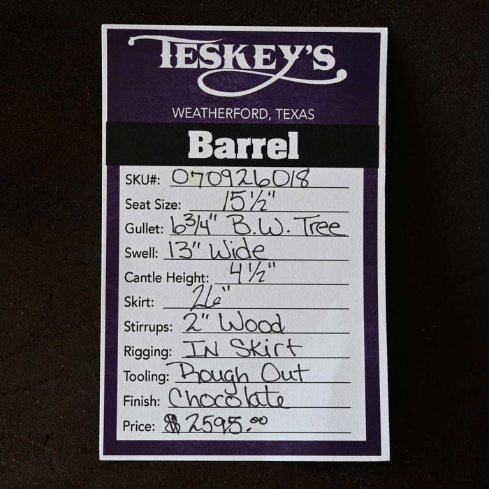 15.5" TESKEY'S BARREL SADDLE