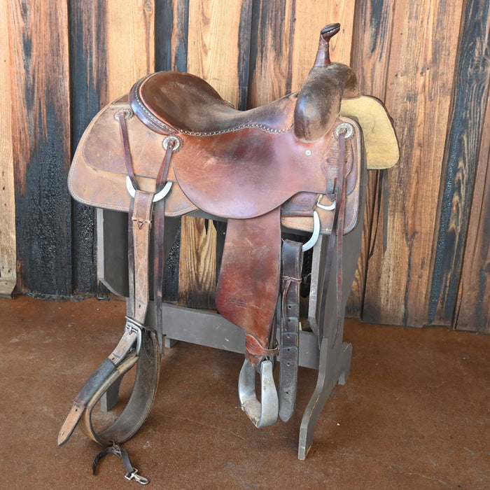 16" USED JEFF SMITH COWBOY COLLECTION CUTTING SADDLE