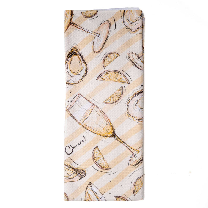 Geometry Oysters Champagne Tea Towel HOME & GIFTS - Tabletop + Kitchen - Kitchen Decor Geometry