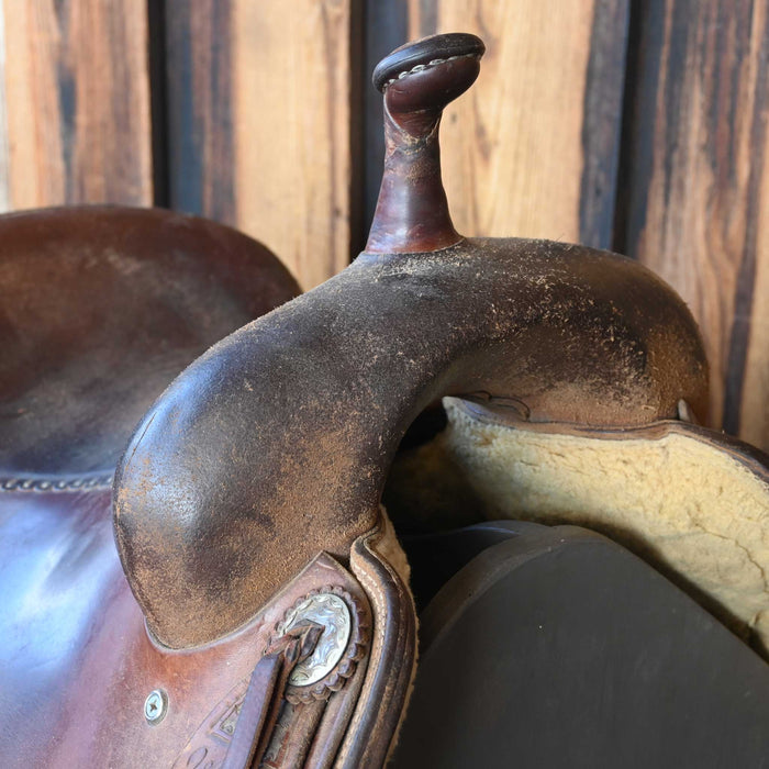 16" USED JEFF SMITH COWBOY COLLECTION CUTTING SADDLE