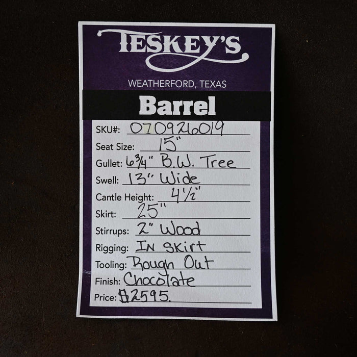 15" TESKEY'S BARREL SADDLE
