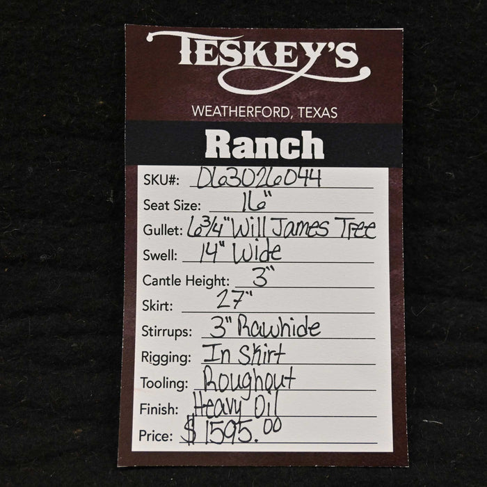 16" TESKEY'S STRIP DOWN RANCH SADDLE