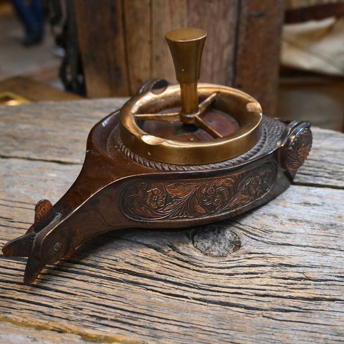 Copper & Gold Spur Shaped Ashtray w/Spinner Collectibles MISC