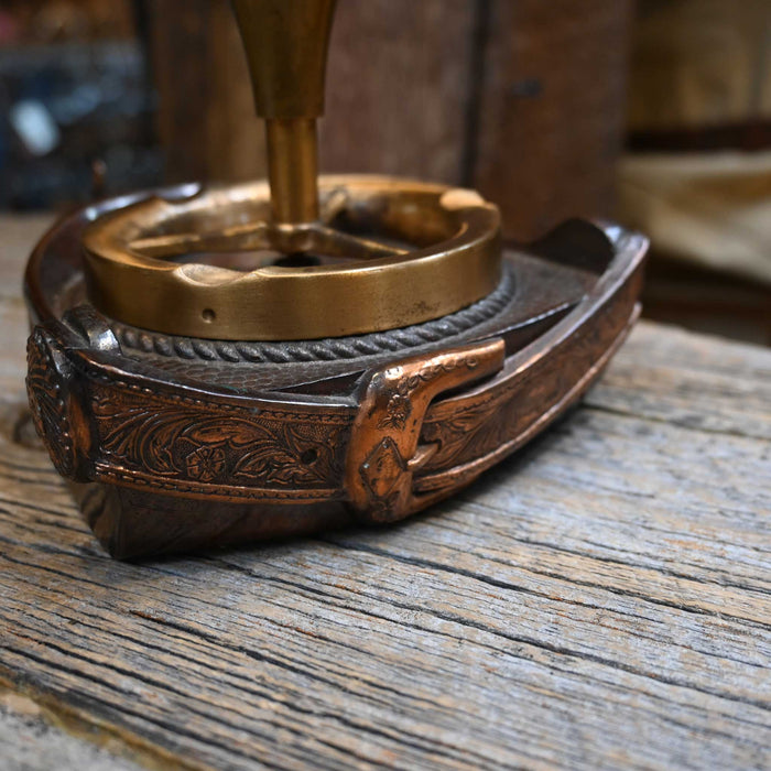 Copper & Gold Spur Shaped Ashtray w/Spinner Collectibles MISC