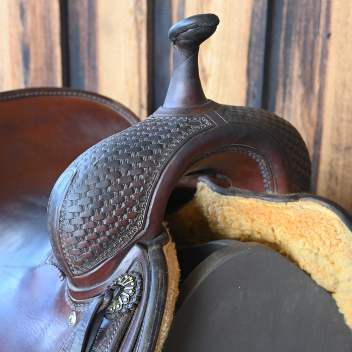 15.5" USED JEFF SMITH COWBOY COLLECTION CUTTING SADDLE