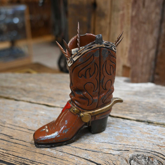 Cast Metal Painted Cowboy Boot Toothpick Holder Collectibles MISC