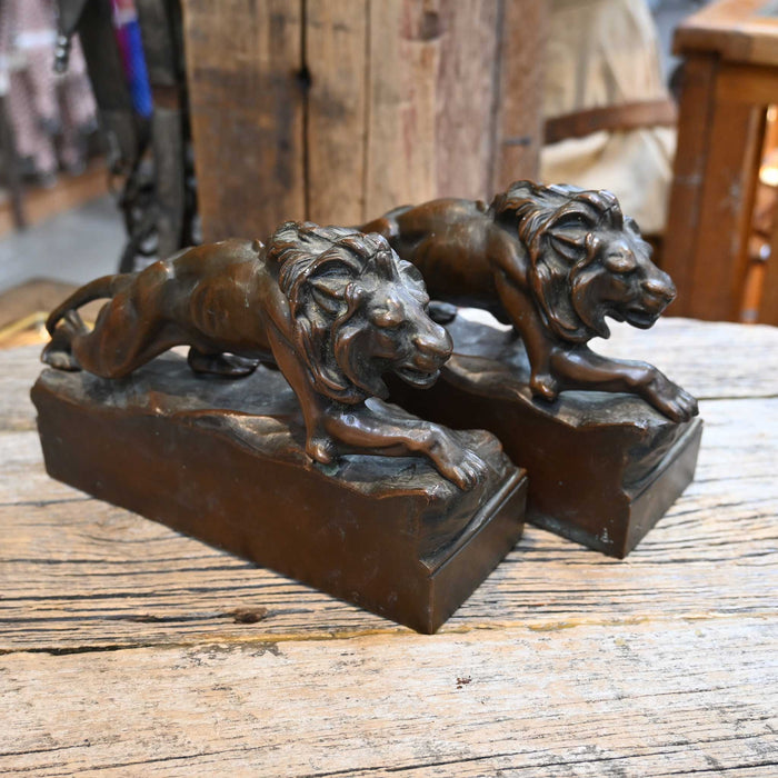 1920's Vintage Bronze Jennings Brothers Lion Bookends Collectibles Jennings Brothers