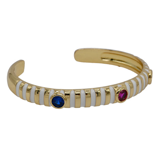 Tasha Striped Enamel Bangle - White WOMEN - Accessories - Jewelry - Bracelets Taylor Shaye Designs