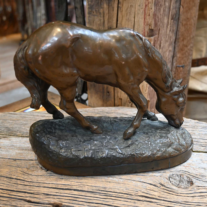 Vintage Copper Horse Statue - Looking ta Laydown Collectibles Teskey's