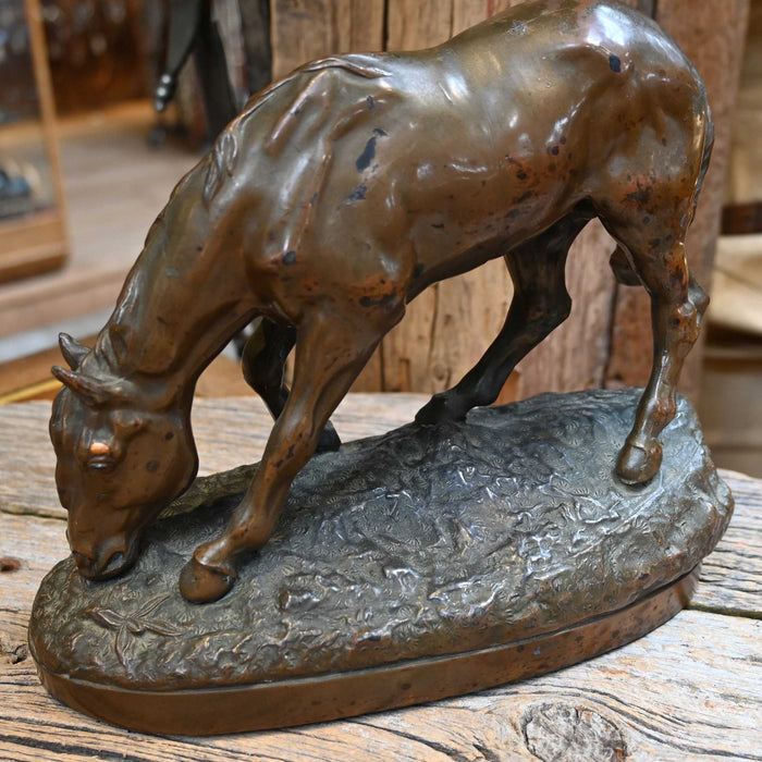 Vintage Copper Horse Statue - Looking ta Laydown Collectibles Teskey's